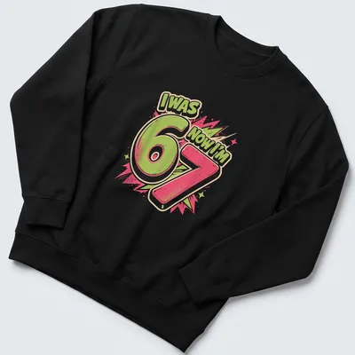 Bold comic style shirt with text celebrating a child's 7th birthday — printed on a unisex sweatshirt