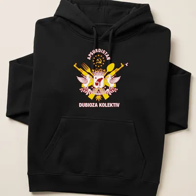 Bold graphic t-shirt featuring the Apsurdistan crest with vibrant colors — printed on a unisex hoodie
