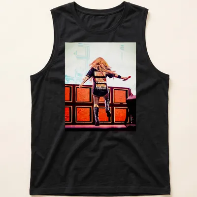 Concert-inspired t-shirt featuring Avril Lavigne with bold lettering — printed on a tank top
