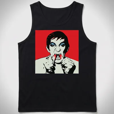 Pop art shirt featuring the text Barnabas Warhol in vibrant colors — printed on a tank top