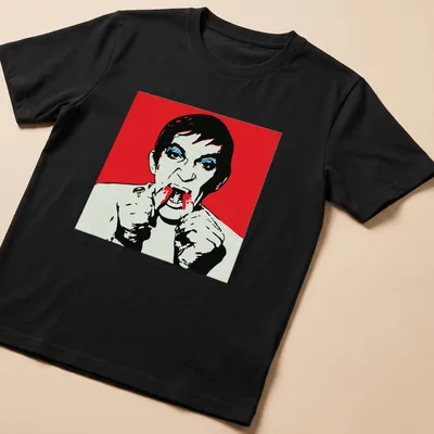 Pop art shirt featuring the text Barnabas Warhol in vibrant colors