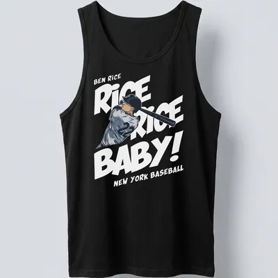 Illustrative print of a baseball player swinging a bat in black and white — printed on a tank top