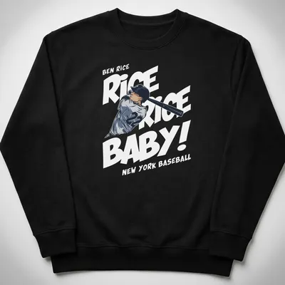 Illustrative print of a baseball player swinging a bat in black and white — printed on a unisex sweatshirt