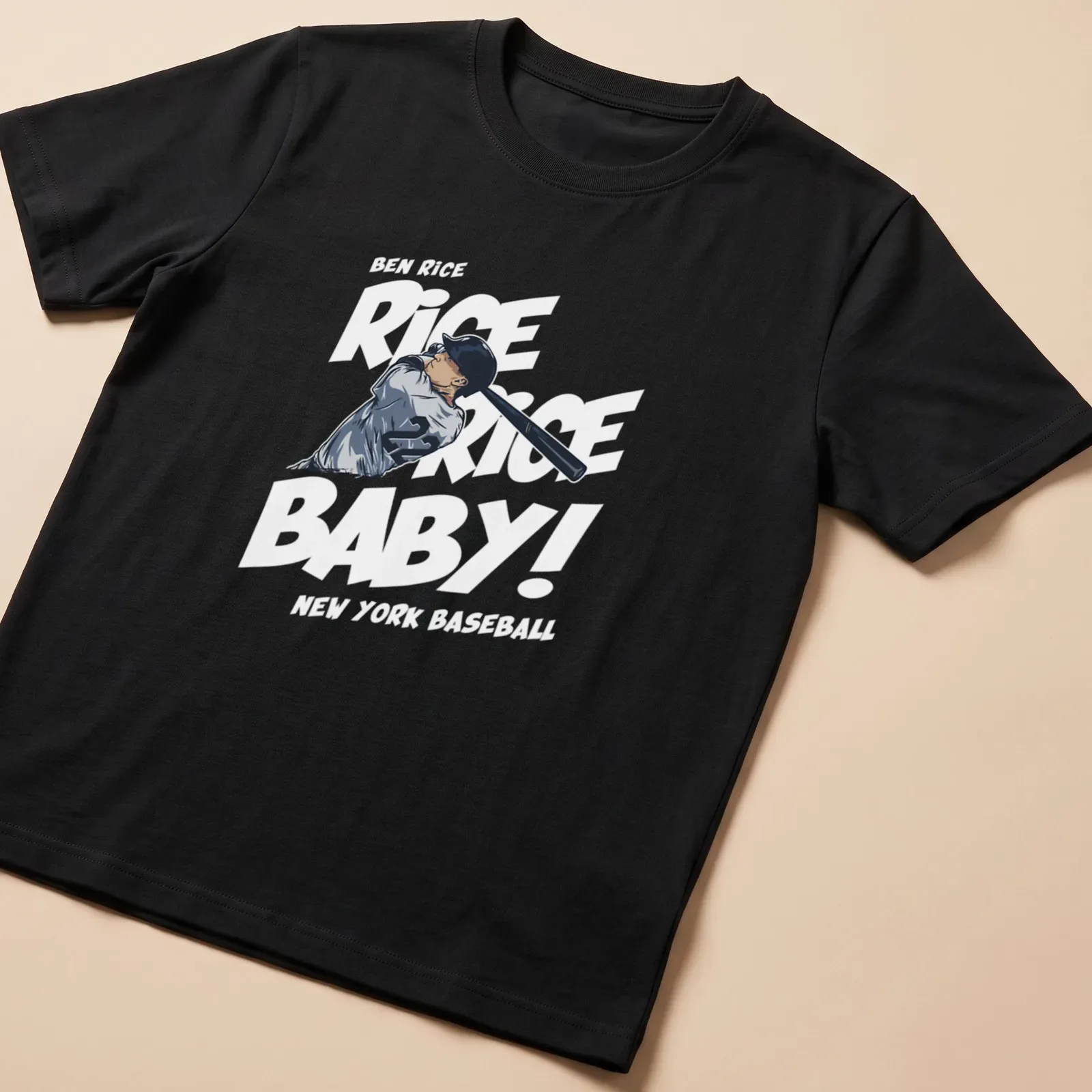 Illustrative print of a baseball player swinging a bat in black and white — printed on a unisex t-shirt