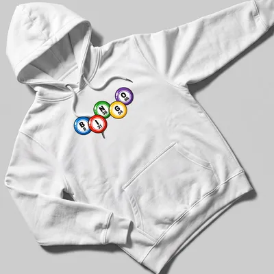 Colorful cartoon bingo balls design featuring numbers 8, 21, 36, 54, 66 — printed on a unisex hoodie