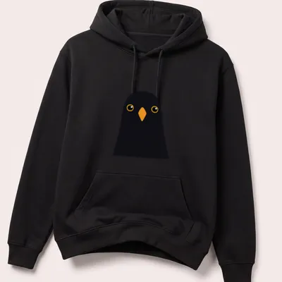 Minimalist design featuring a blackbird with the word Blackbird in stylish typography. — printed on a unisex hoodie