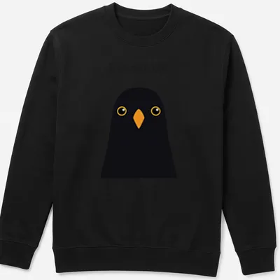 Minimalist design featuring a blackbird with the word Blackbird in stylish typography. — printed on a unisex sweatshirt