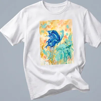 Abstract watercolor design of a Blue Morpho Butterfly in vibrant colors