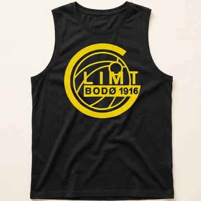 Bodo Glimt LIMIT 1916 T-shirt featuring bold yellow typography — printed on a tank top