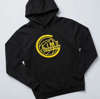 Bodo Glimt LIMIT 1916 T-shirt featuring bold yellow typography — printed on a unisex hoodie
