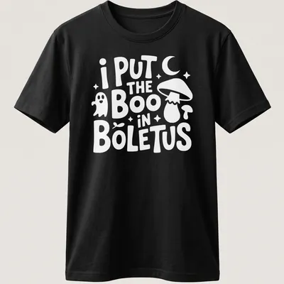 Whimsical typography with Boletus mushroom graphic and punny text