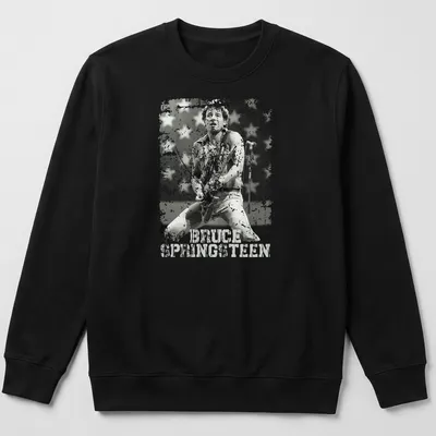Retro vintage tee featuring Bruce Springsteen in distressed print — printed on a unisex sweatshirt