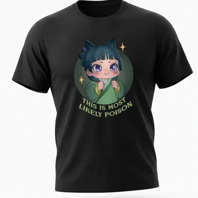 Kawaii chibi character with playful text 'THIS IS MOST LIKELY POISON' in green, blue, purple, and white