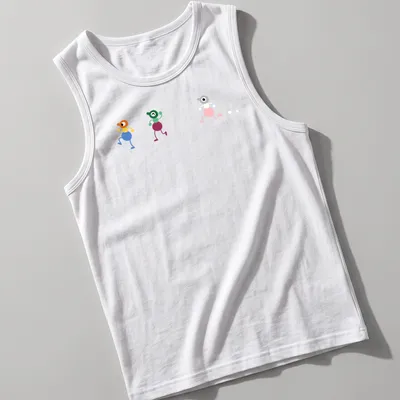 Colorful cartoon characters walking with 'Big Walk' text on vibrant — printed on a tank top