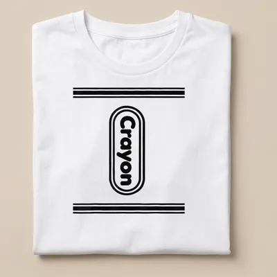 Black and white crayon box illustration with the word Crayon in playful font