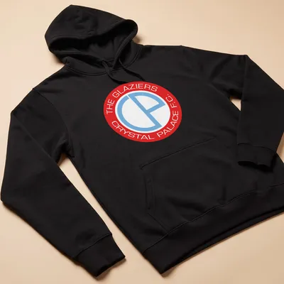 Crystal Palace F.C. logo in red and light blue on a white background — printed on a unisex hoodie