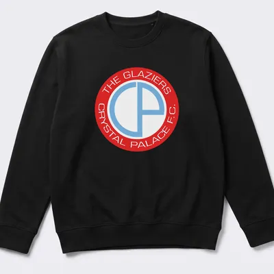 Crystal Palace F.C. logo in red and light blue on a white background — printed on a unisex sweatshirt