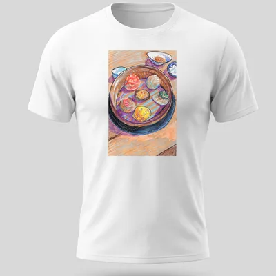 Colorful pastel illustration of dim sum with the text 'From Everyday Meals To Artwork'