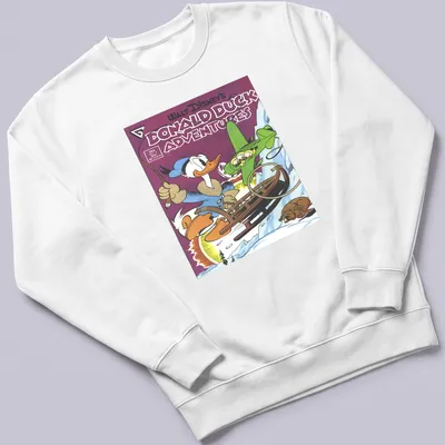 Donald Duck Adventures t-shirt featuring comic-style illustration of Donald Duck — printed on a unisex sweatshirt