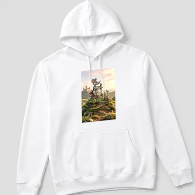 3D fantasy illustration of a Dragon Slayer Mouse with vibrant colors — printed on a unisex hoodie