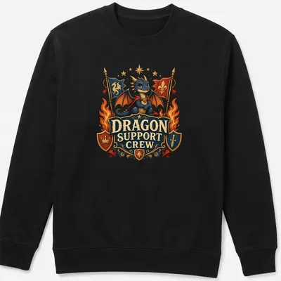 Vintage heraldic Dragon Support Crew t-shirt in bold colors — printed on a unisex sweatshirt