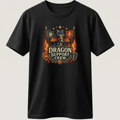 Vintage heraldic Dragon Support Crew t-shirt in bold colors