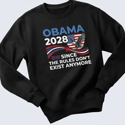 Patriotic design featuring an eagle and bold text about Obama 2028 — printed on a unisex sweatshirt