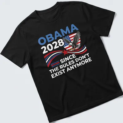 Patriotic design featuring an eagle and bold text about Obama 2028