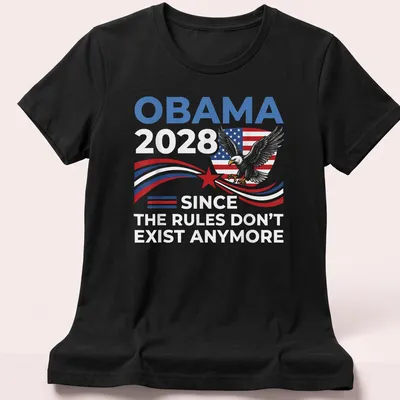 Patriotic design featuring an eagle and bold text about Obama 2028 — printed on a women's shirt