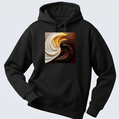 Abstract swirl in cream, chocolate, and gold on a stylish — printed on a unisex hoodie