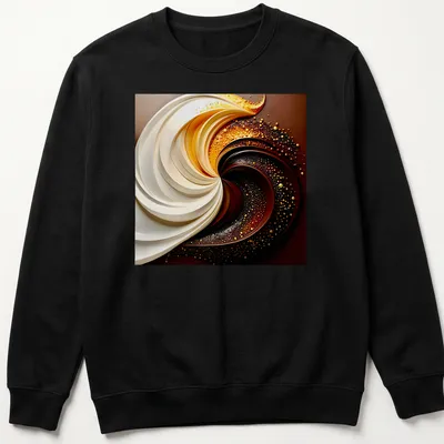 Abstract swirl in cream, chocolate, and gold on a stylish — printed on a unisex sweatshirt