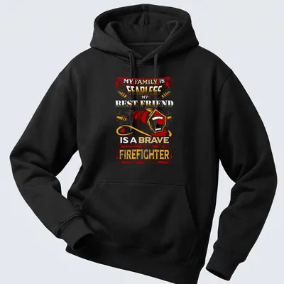 Vintage retro t-shirt featuring a firefighter helmet and heartfelt text. — printed on a unisex hoodie