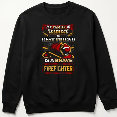 Vintage retro t-shirt featuring a firefighter helmet and heartfelt text. — printed on a unisex sweatshirt
