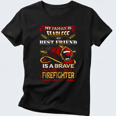 Vintage retro t-shirt featuring a firefighter helmet and heartfelt text. — printed on a women's shirt