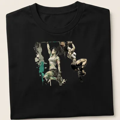 Dynamic illustration of women strength training in green, black, white, and brown