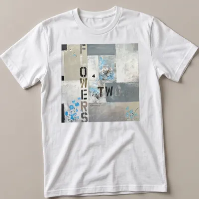 Abstract floral design with text about love on a modern t-shirt.