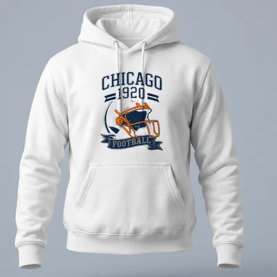 Vintage Football Helmet T-shirt featuring Chicago 1920 Football text — printed on a unisex hoodie