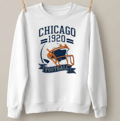 Vintage Football Helmet T-shirt featuring Chicago 1920 Football text — printed on a unisex sweatshirt