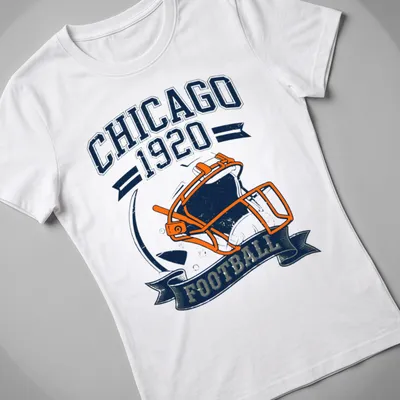 Vintage Football Helmet T-shirt featuring Chicago 1920 Football text — printed on a women's shirt