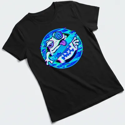 Vibrant digital art t-shirt featuring a frog and the text UNCHILD TiNG TiNG. — printed on a women's shirt
