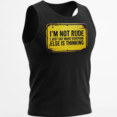 Vintage distressed tee featuring humorous quote in yellow and brown — printed on a tank top