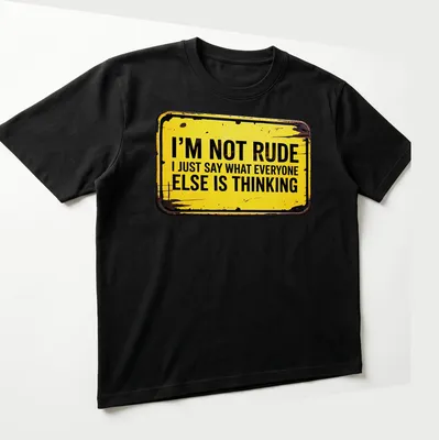 Vintage distressed tee featuring humorous quote in yellow and brown — printed on a unisex t-shirt (angled view)