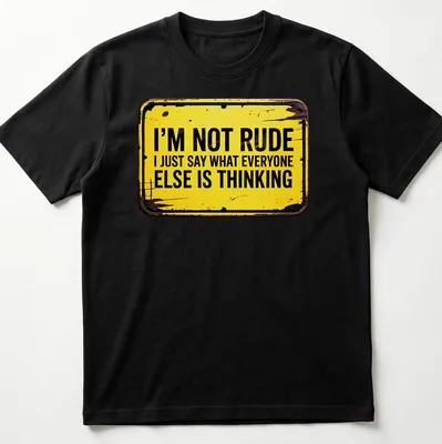 Vintage distressed tee featuring humorous quote in yellow and brown