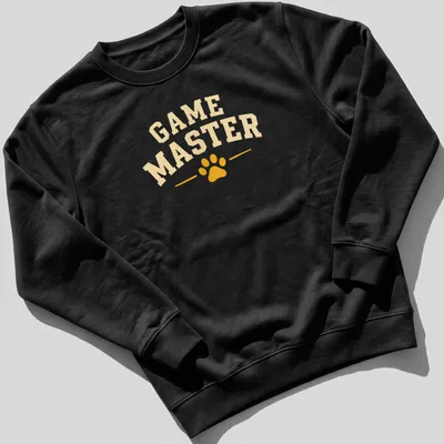 Bold collegiate Game Master t-shirt with paw print design in yellow and white. — printed on a unisex sweatshirt