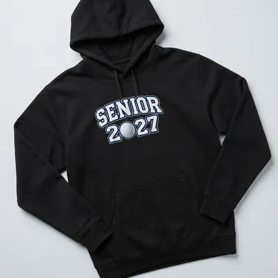 Bold collegiate Golf Senior 2027 shirt with golf-themed design — printed on a unisex hoodie