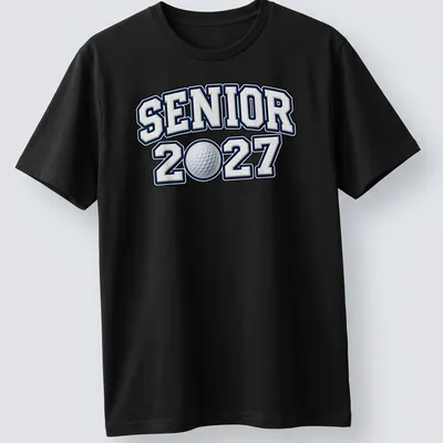 Bold collegiate Golf Senior 2027 shirt with golf-themed design