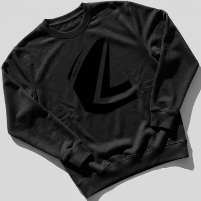 Minimalist GRAUND DSGN logo in black on a white — printed on a unisex sweatshirt