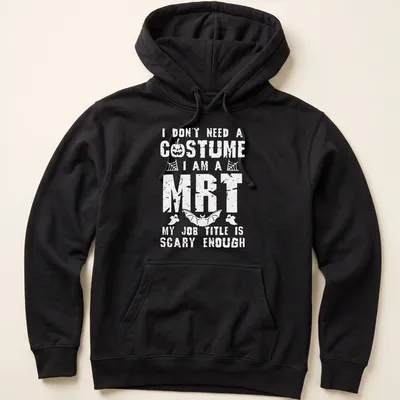Funny Halloween t-shirt featuring playful typography about costumes — printed on a unisex hoodie