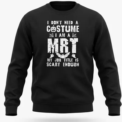 Funny Halloween t-shirt featuring playful typography about costumes — printed on a unisex sweatshirt