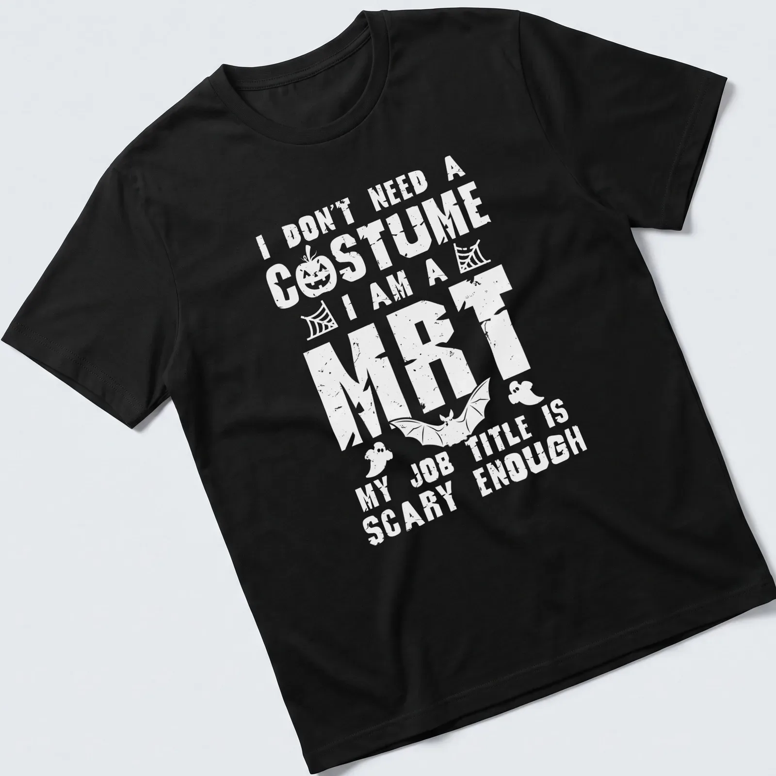 Funny Halloween t-shirt featuring playful typography about costumes — printed on a unisex t-shirt